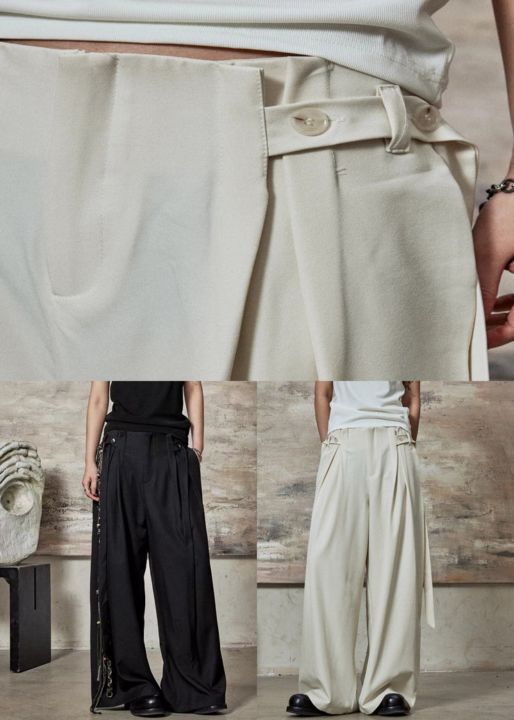 Apricot Original Design Pockets Spandex Wide Leg Pants High Wais