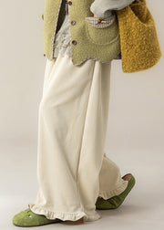 Apricot Ruffled Tie Waist Wide Leg Pants