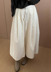 Apricot Solid Corduroy Wide Leg Pants Drawstring