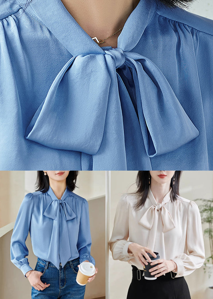 Apricot Tie Lace Top Wrinkled Lantern Sleeve