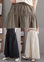 Army Green Oversized Wide Leg Pants Embroidered Summer