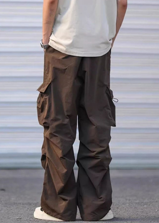 Army Green Pockets Drawstring Cotton Men Pants Casual Summer