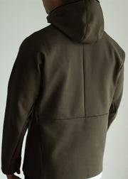 Army Green Zippered Solid Cotton Fall Men Sweatshirt Hoodie