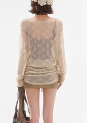 Art Apricot Lace Up False Two Pieces Lace Mini Dresses