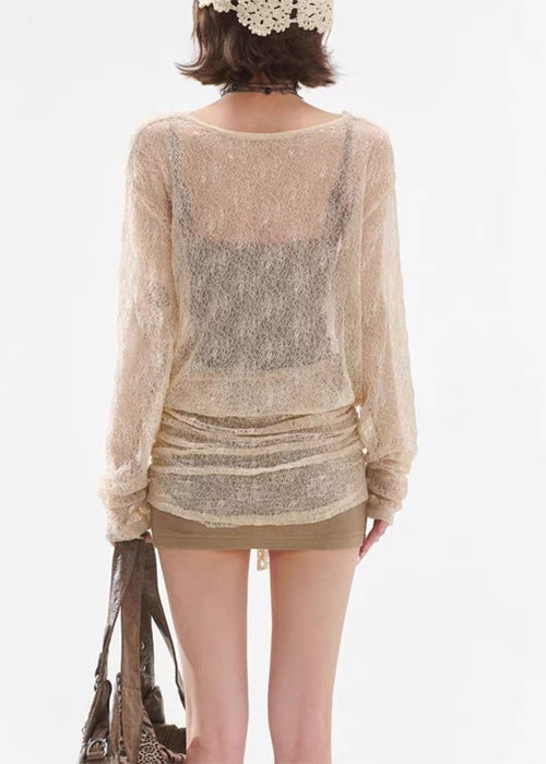 Art Apricot Lace Up False Two Pieces Lace Mini Dresses
