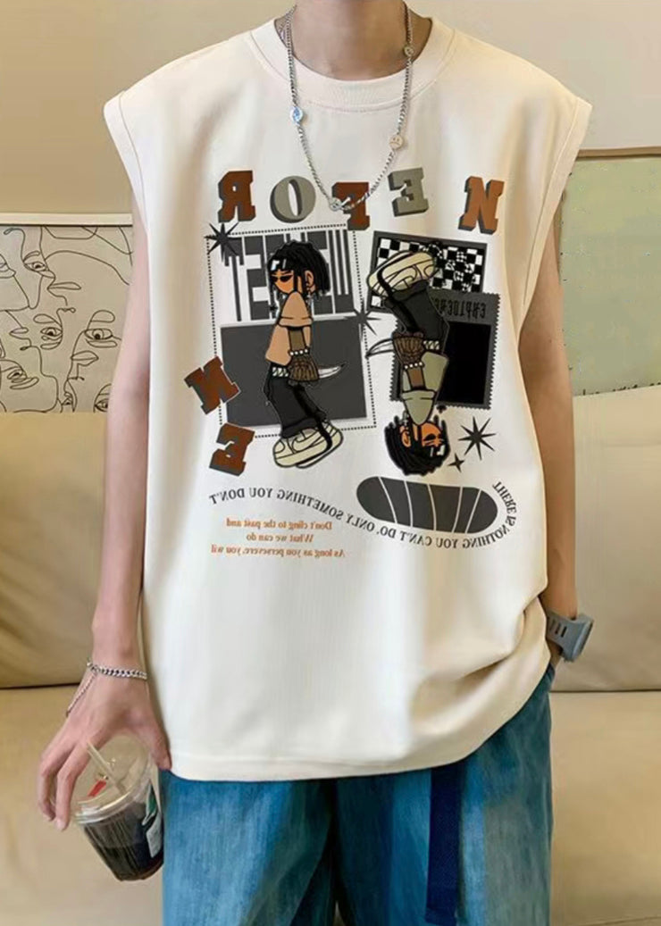 Art Apricot Print Cotton Men T Shirt Sleeveless