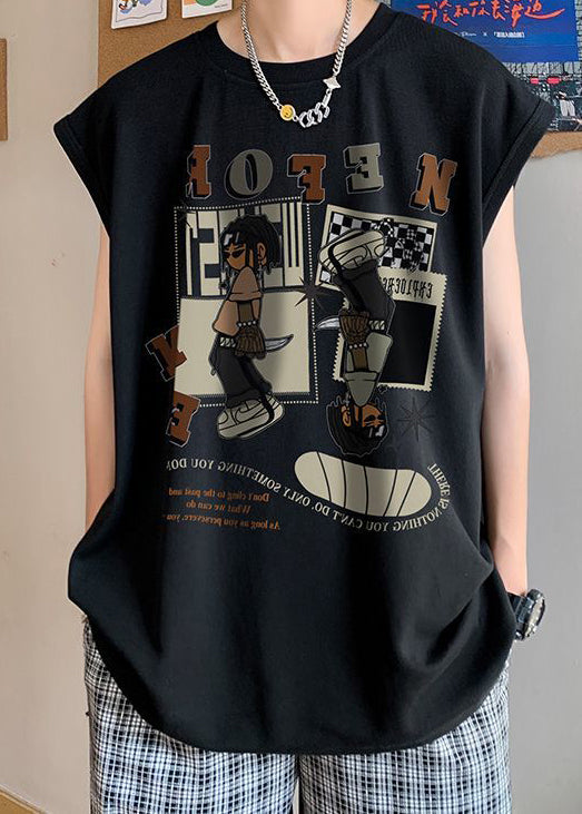 Art Apricot Print Cotton Men T Shirt Sleeveless