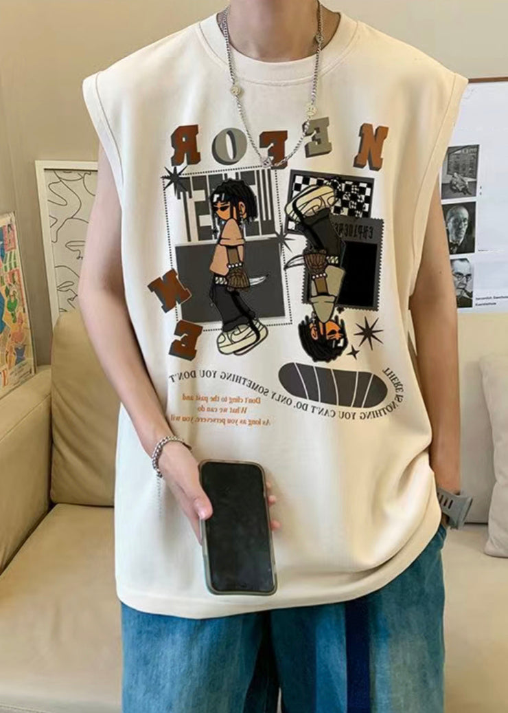 Art Apricot Print Cotton Men T Shirt Sleeveless