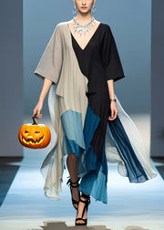 Art Asymmetrical Patchwork Cotton Loose Dress Summer