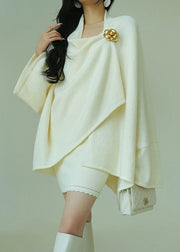 Art Beige Asymmetrical Solid Woolen Coats Winter