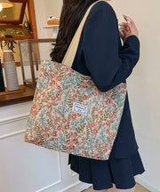 Art Beige Jacquard Large Capacity Canvas Tote Handbag