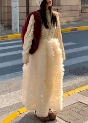 Art Beige Ruffled High Waist Tulle Skirts Summer