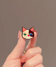 Art Black Alloy Zircon Little Cat Brooches