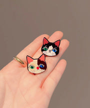 Art Black Alloy Zircon Little Cat Brooches