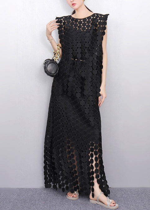 Art Black Oversized Side Open Two Piece Set Women Clothing Summer