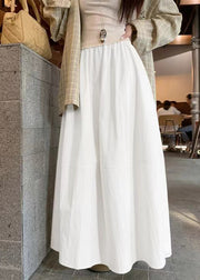 Art Black Pockets Elastic Waist Solid Cotton Skirt Fall