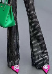 Art Black Sequins Tummy Control Tulle Flare Bottoms Summer