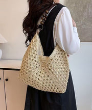 Art Brown Hollow Out Knit Fabric Shoulder Bags