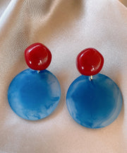 Art Colorblock Alloy Agate Rotundity Stud Earrings