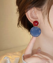 Art Colorblock Alloy Agate Rotundity Stud Earrings