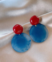 Art Colorblock Alloy Agate Rotundity Stud Earrings