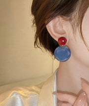 Art Colorblock Alloy Agate Rotundity Stud Earrings
