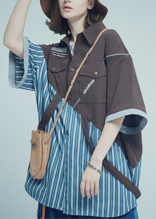 Art Colorblock Asymmetrical Patchwork Cotton Men&