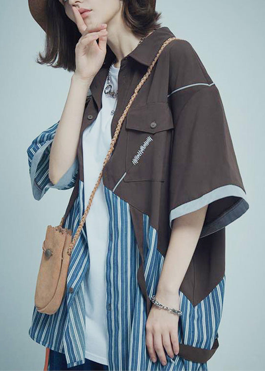 Art Colorblock Asymmetrical Patchwork Cotton Men&