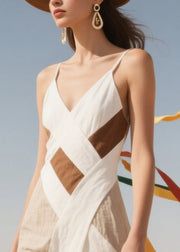 Art Colorblock Asymmetrical Patchwork Cotton Mini Dress Summer
