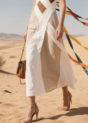 Art Colorblock Asymmetrical Patchwork Cotton Mini Dress Summer