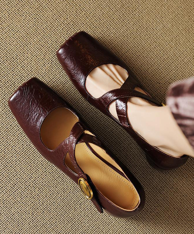 Art Cross Strap Splicing Chunky Shoes Mulberry Sheepskin