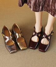 Art Cross Strap Splicing Chunky Shoes Mulberry Sheepskin