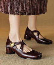 Art Cross Strap Splicing Chunky Shoes Mulberry Sheepskin