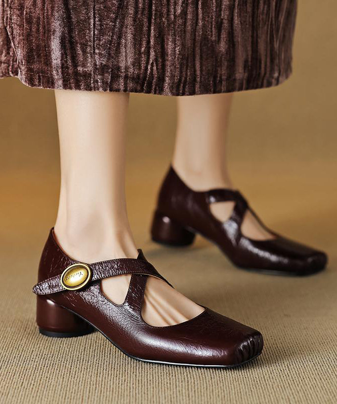 Art Cross Strap Splicing Chunky Shoes Mulberry Sheepskin