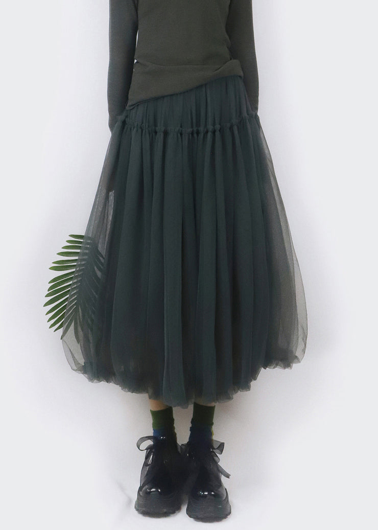 Art Dark Grey Original Design Ruffled Tulle Lantern Skirt