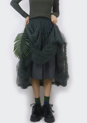 Art Dark Grey Original Design Ruffled Tulle Lantern Skirt