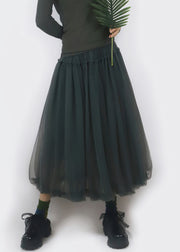 Art Dark Grey Original Design Ruffled Tulle Lantern Skirt