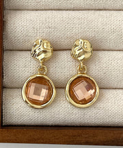 Art Gold Alloy Crystal Zircon Drop Earrings