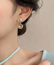 Art Gold Alloy Crystal Zircon Drop Earrings