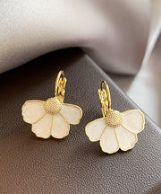 Art Gold Copper Alloy Petal Drop Earrings