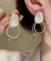 Art Gold Copper Alloy Zircon Drip Glaze Stud Earrings