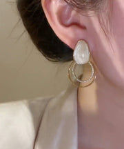 Art Gold Copper Alloy Zircon Drip Glaze Stud Earrings