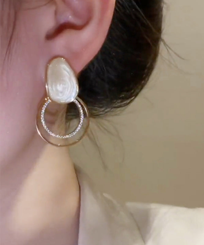 Art Gold Copper Alloy Zircon Drip Glaze Stud Earrings