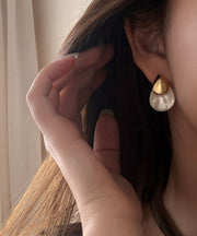 Art Gold Sterling Silver Alloy Shell Water Droplet Stud Earrings