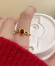 Art Gold Sterling Silver Overgild Drop Glaze Rings