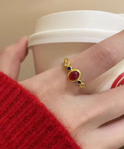 Art Gold Sterling Silver Overgild Drop Glaze Rings