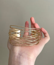 Art Gold Sterling Silver Overgild Hollow Out Cuff