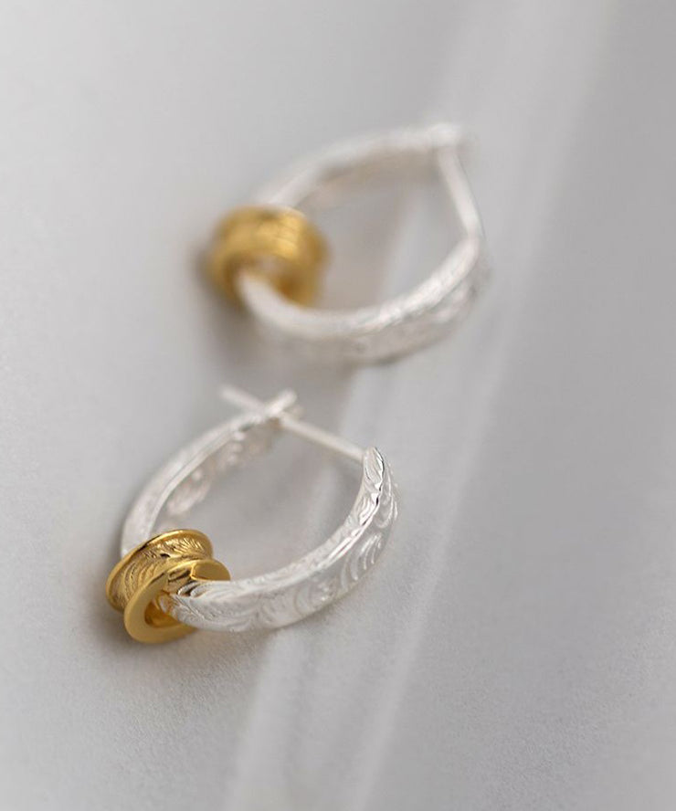 Art Gold Sterling Silver Overgild Hoop Earrings