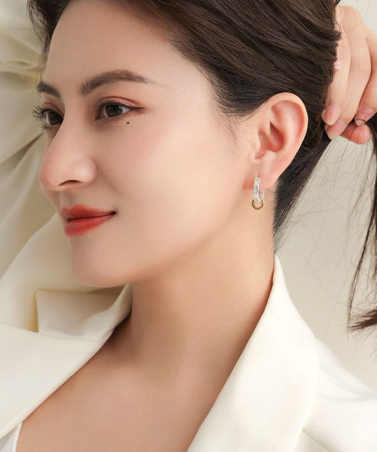 Art Gold Sterling Silver Overgild Hoop Earrings