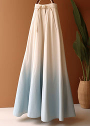 Art Gradient Color High Waist Denim Maxi Skirts Summer